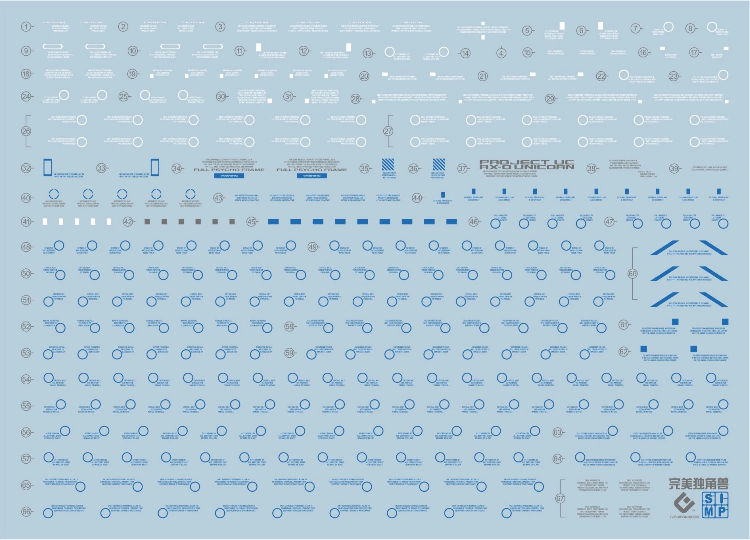D21 PG Unicorn Gundam (Blue) Perfectibility & Divine Expansion Set Decal Sheet 4 D21 PG Unicorn Gundam (Blue) Perfectibility & Divine Expansion Set Decal Sheet - Image 2