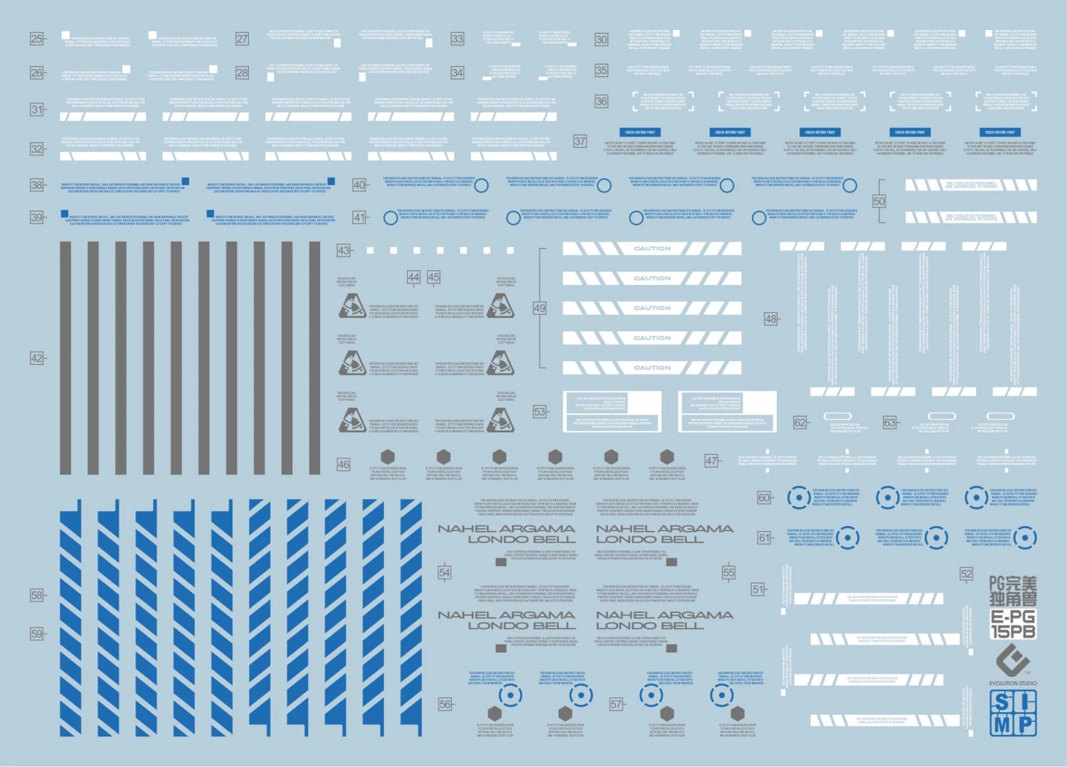 D21 PG Unicorn Gundam (Blue) Perfectibility & Divine Expansion Set Decal Sheet 7 D21 PG Unicorn Gundam (Blue) Perfectibility & Divine Expansion Set Decal Sheet - Image 5